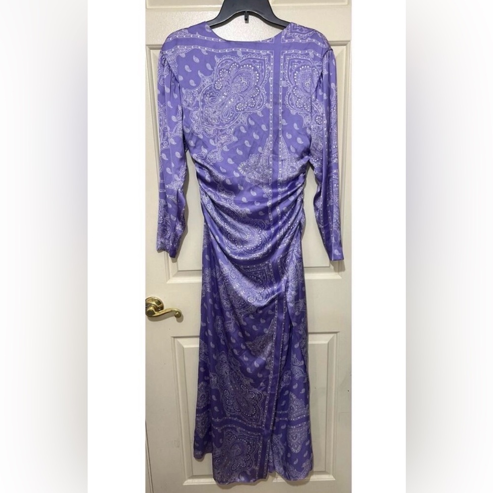 Zara Satin Lilac Paisley Dress With Slit Size S Blogger Favorite